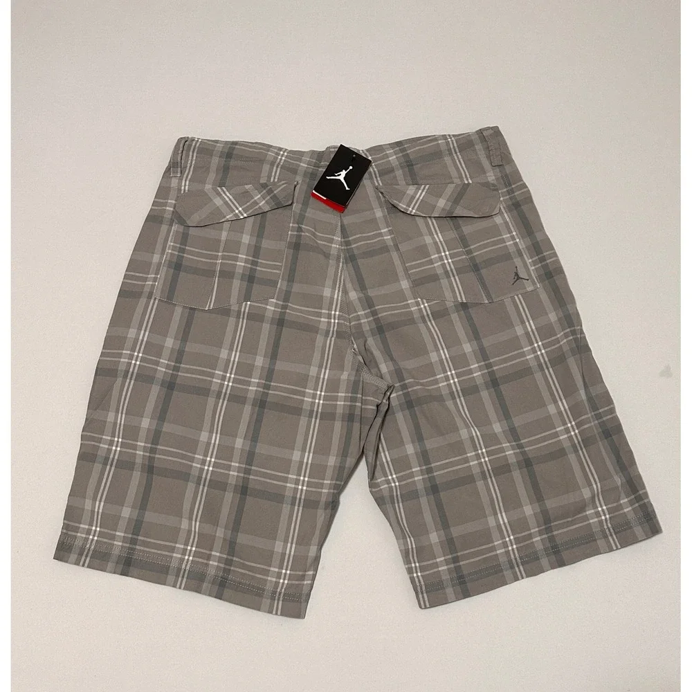 Jordan Jumpman Mens Plaid Cargo Shorts Grey White Size 40 465021-095 NEW